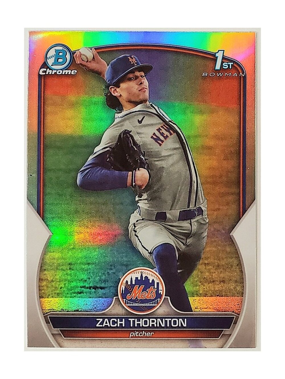 ZACH THORNTON ROOKIE REFRACTOR "1ST BOWMAN" 2023 BOWMAN CHROME, METS, ZAC